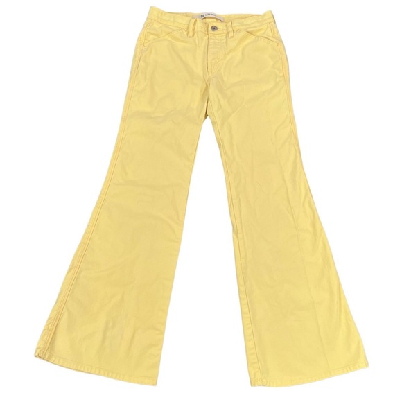 GAP Vintage Y2K Yellow Low Rise Cotton Blend Flared Jeans w/ Flap Pockets Sz. 10 - Picture 2 of 9